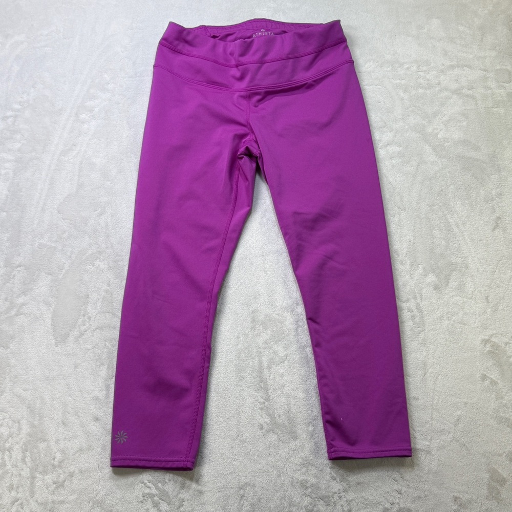 Athleta Purple Athletic Leggings Size XS Back Zip Pocket Yoga Run‎